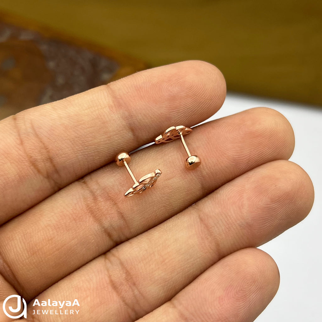 Silver RoseGold Leaflet Spark Side Studs