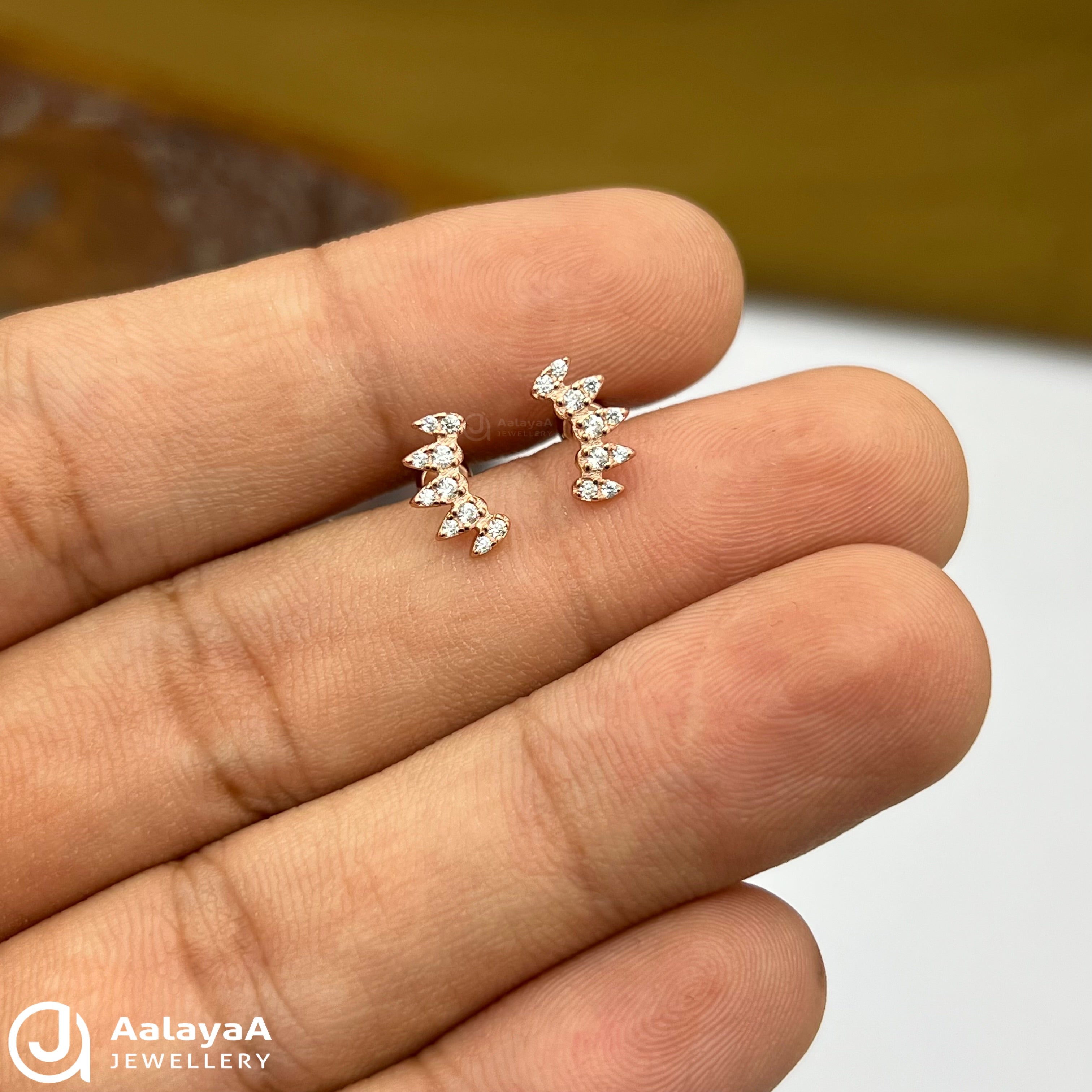 Silver RoseGold Magic Dewdrop Side Stud