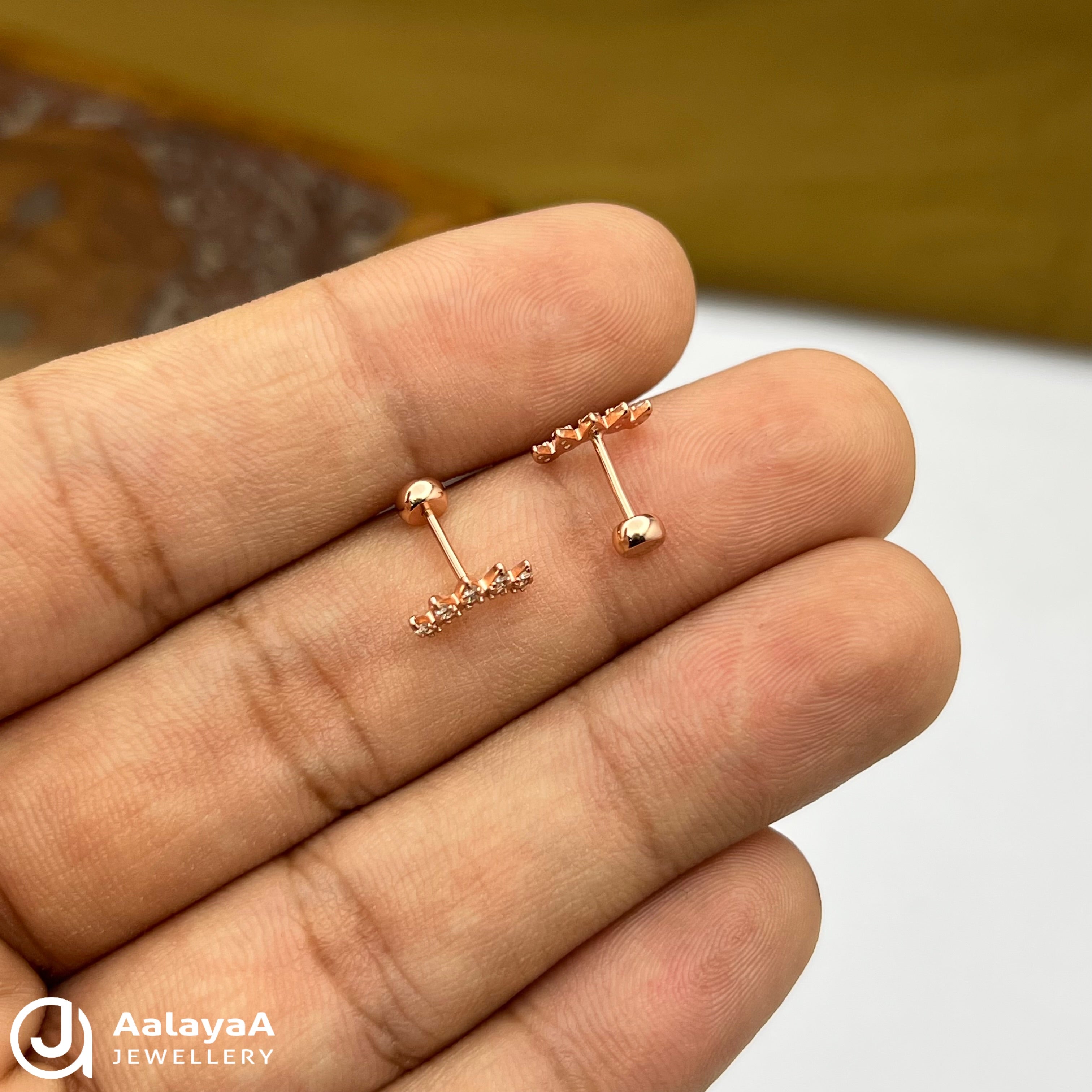 Silver RoseGold Magic Dewdrop Side Stud