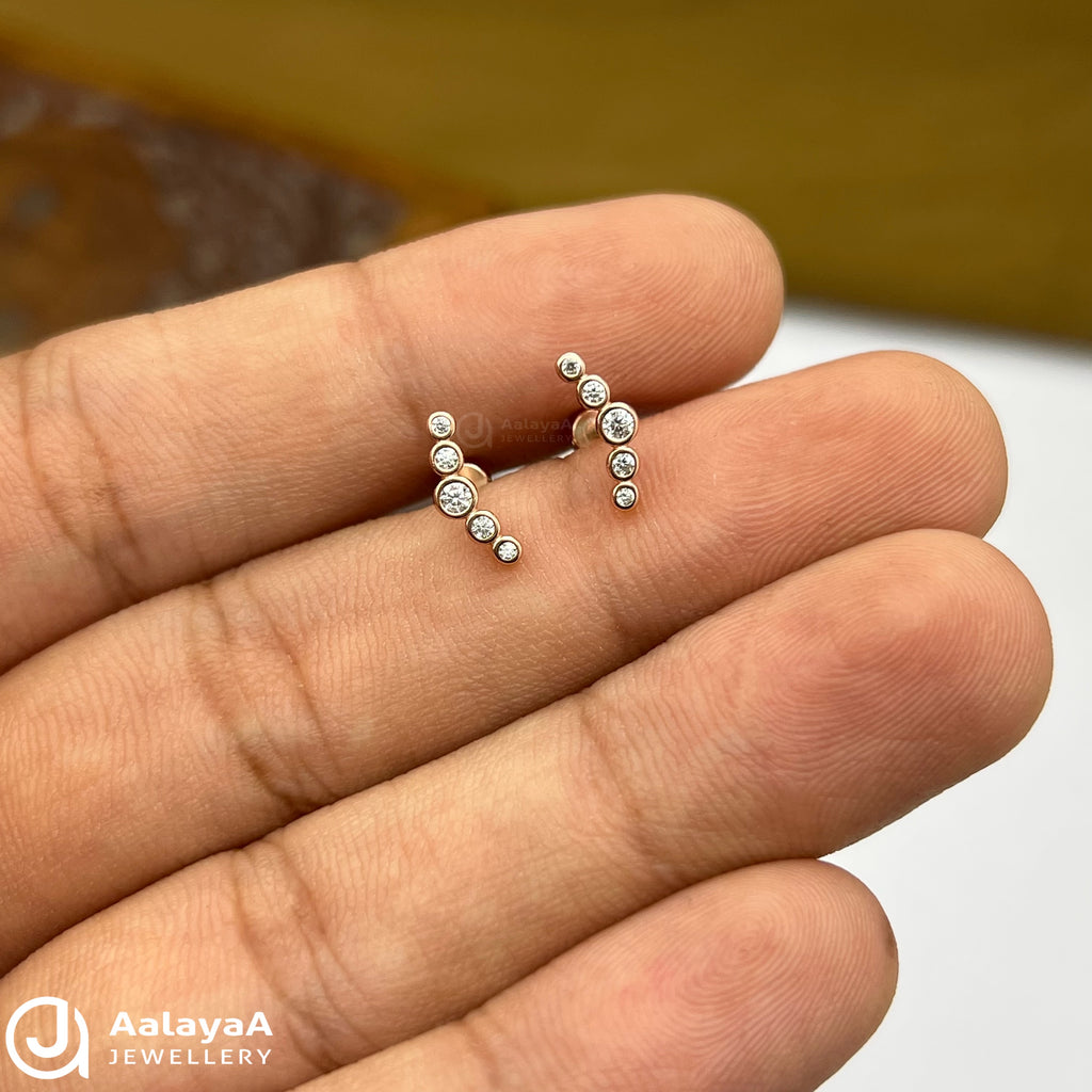 Silver RoseGold Bubbles Side Stud