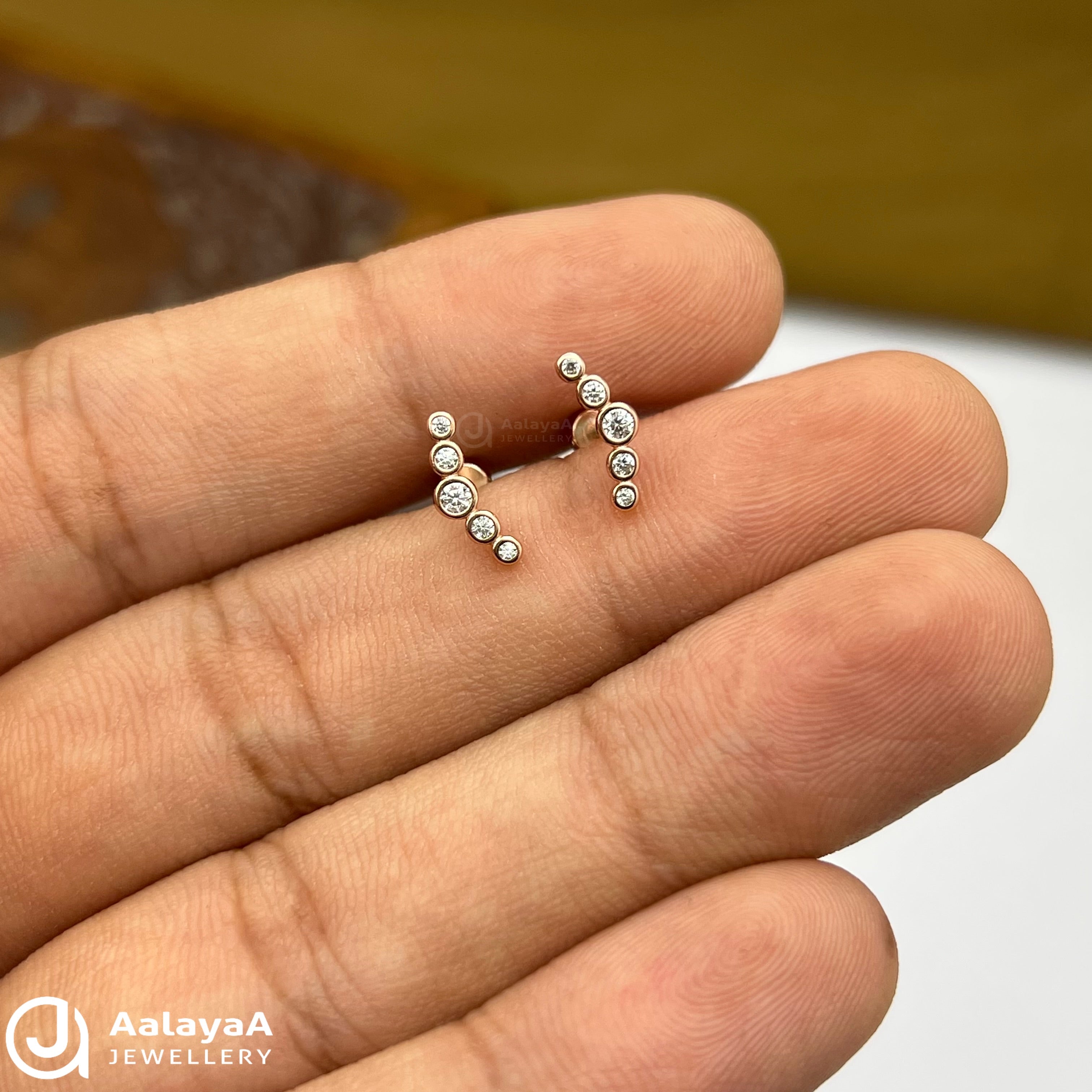 Silver RoseGold Bubbles Side Stud