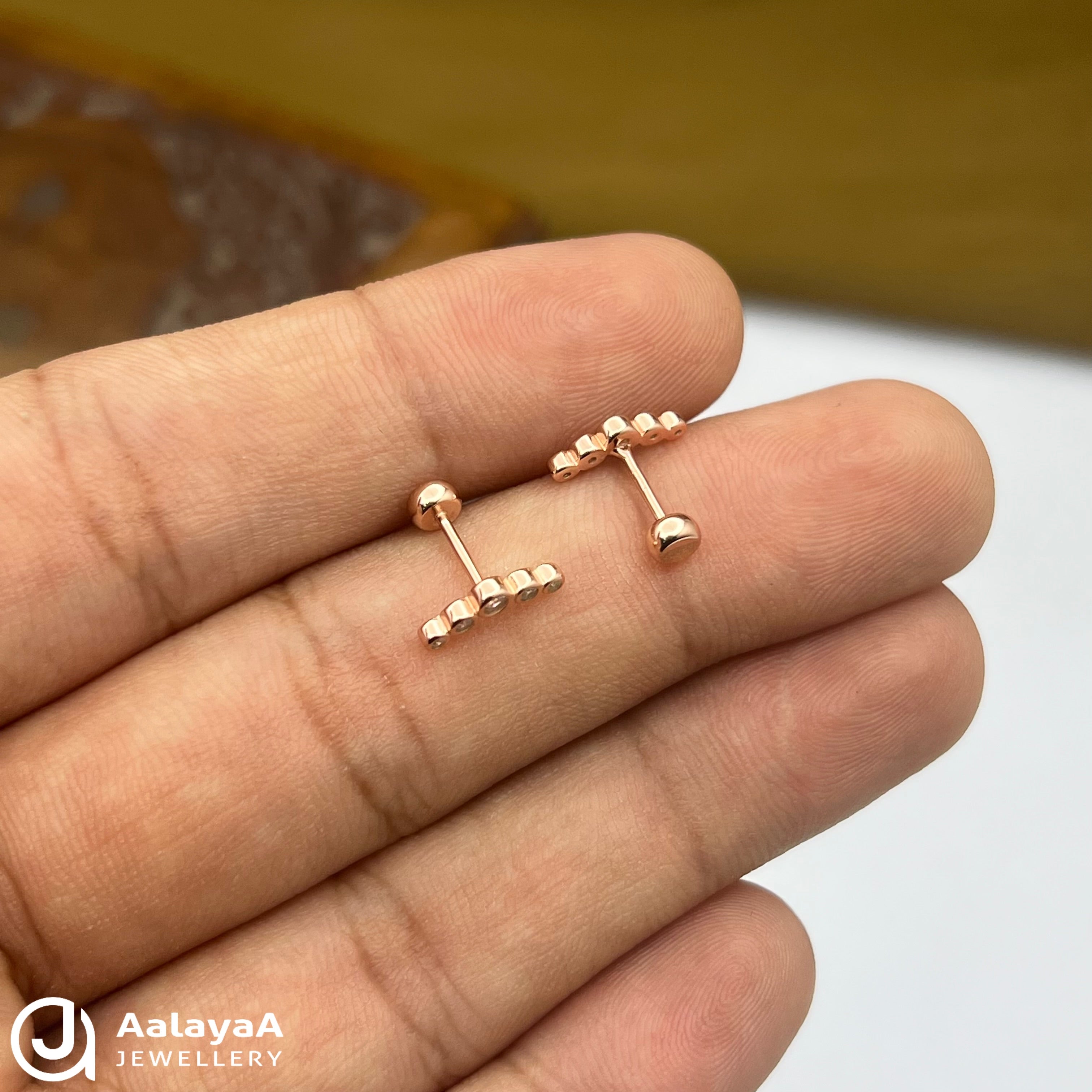 Silver RoseGold Bubbles Side Stud
