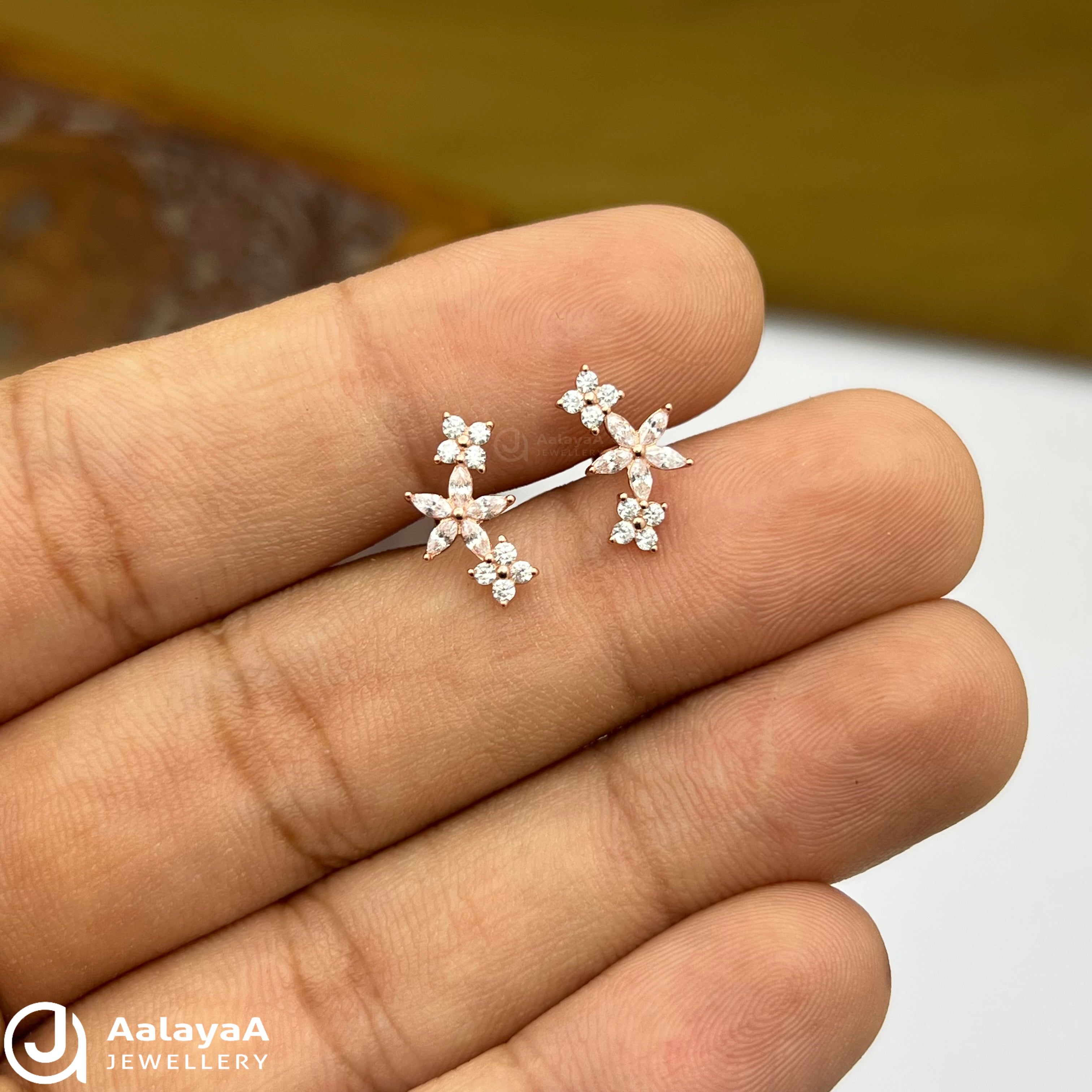 Silver RoseGold Blossom Trail Side Stud