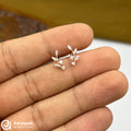 Siver RoseGold Twinkle Leaf Side Studs