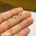 Silver RoseGold Princess Bow Side Studs