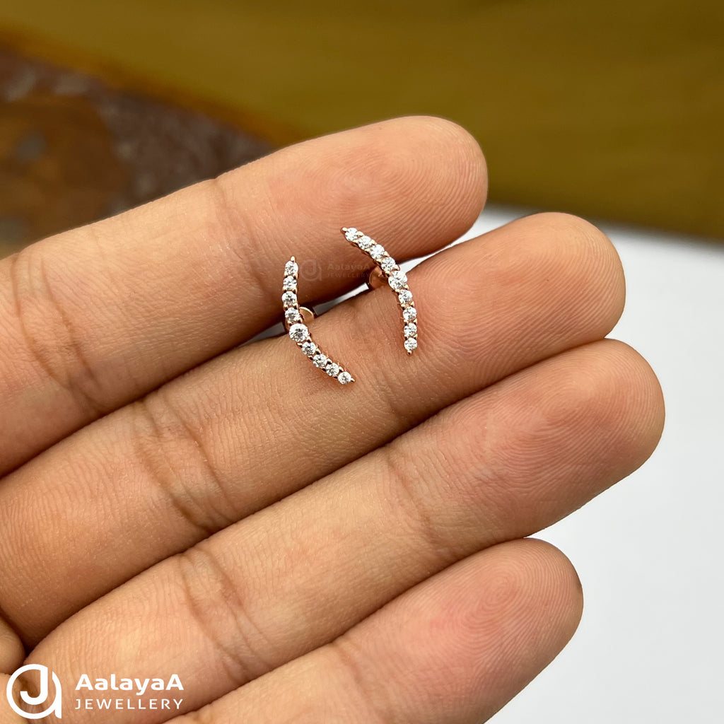 Silver RoseGold Snow Side Stud