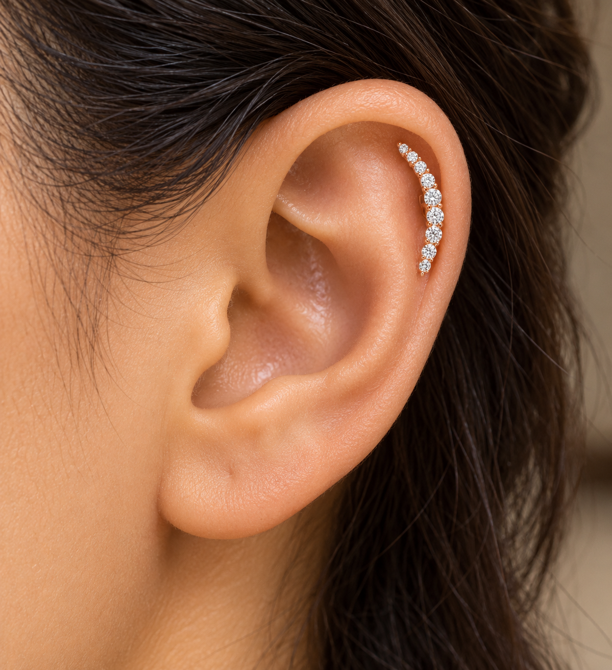 Silver RoseGold Snow Side Stud