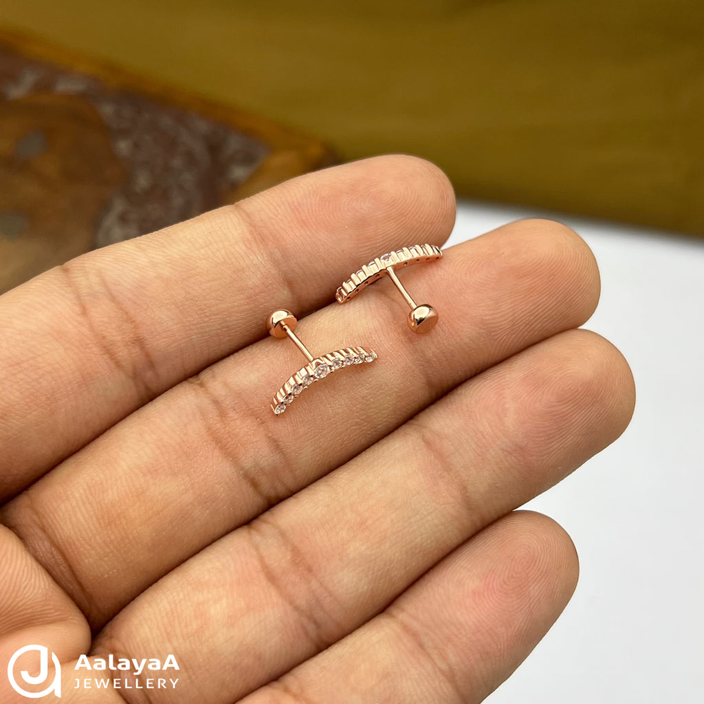 Silver RoseGold Snow Side Stud