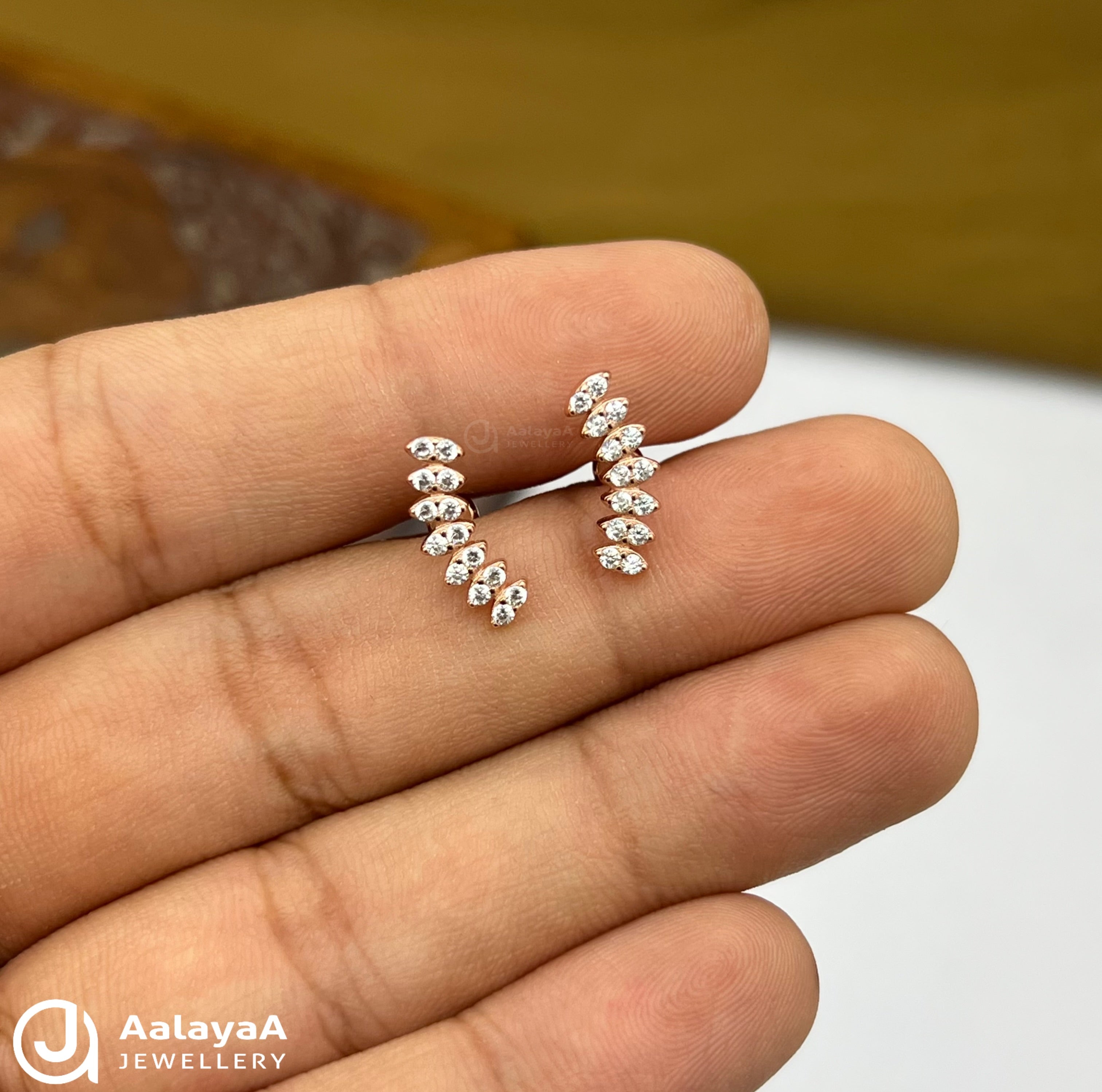 Silver RoseGold Shimmer Petal Side Studs