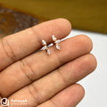 Silver RoseGold Olive Leaf Side Stud