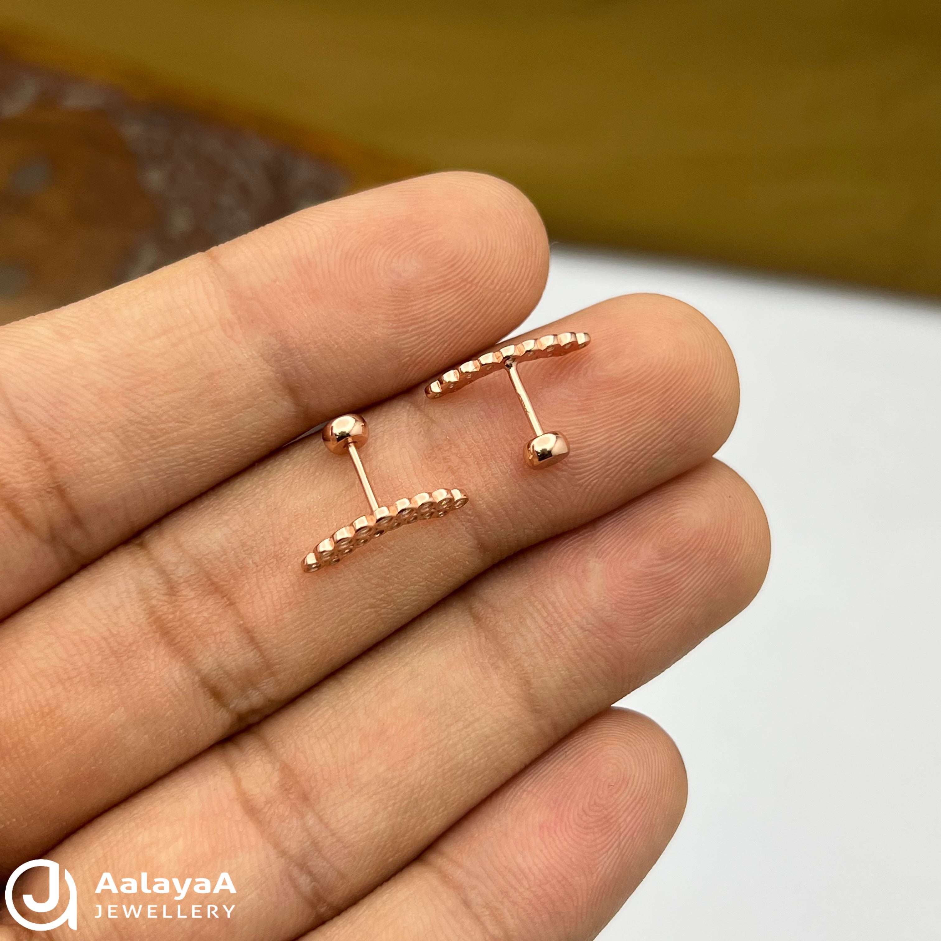 Silver RoseGold Double Drift Side Stud