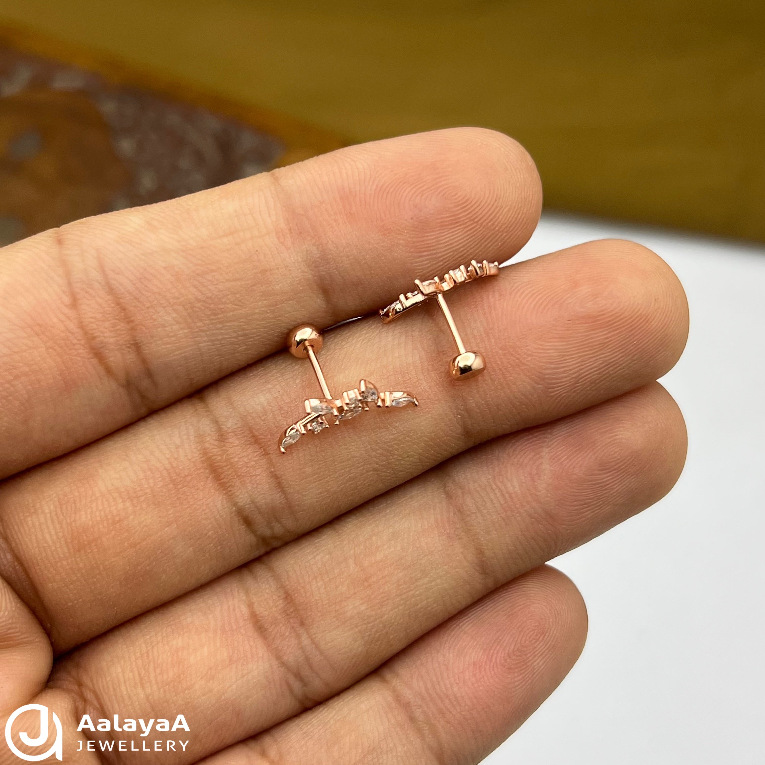 Silver RoseGold Petite Side Studs