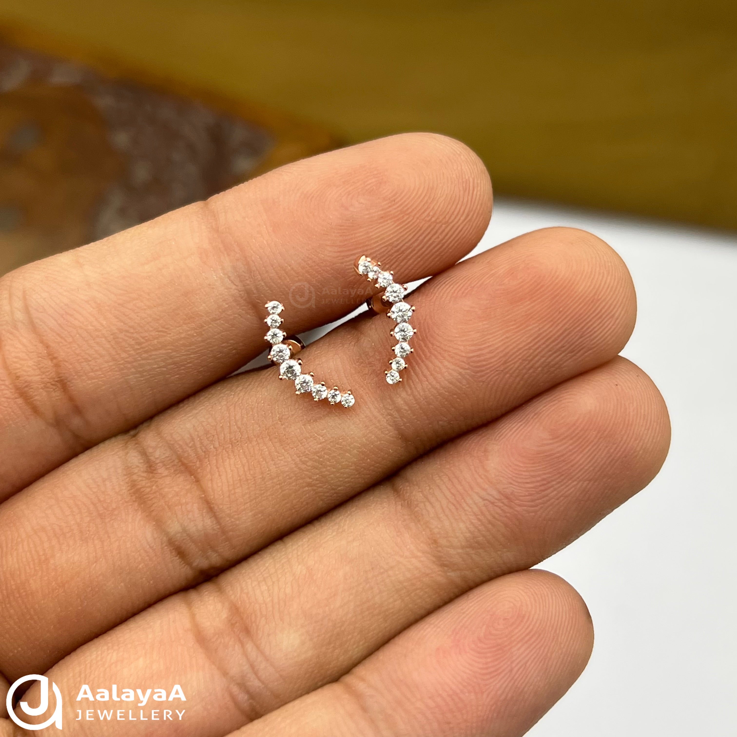 Silver RoseGold Nature Twist Side Studs