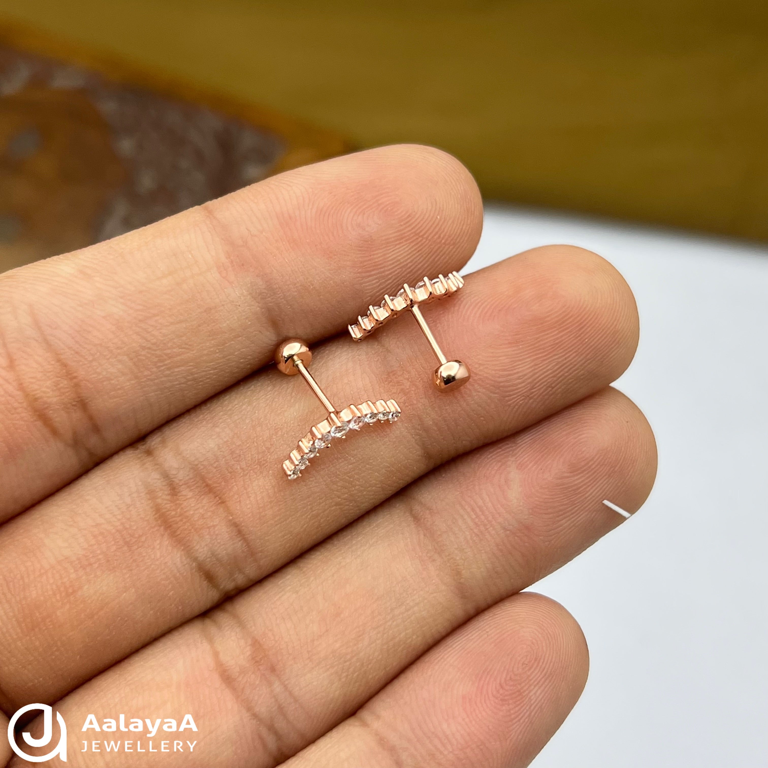 Silver RoseGold Nature Twist Side Studs