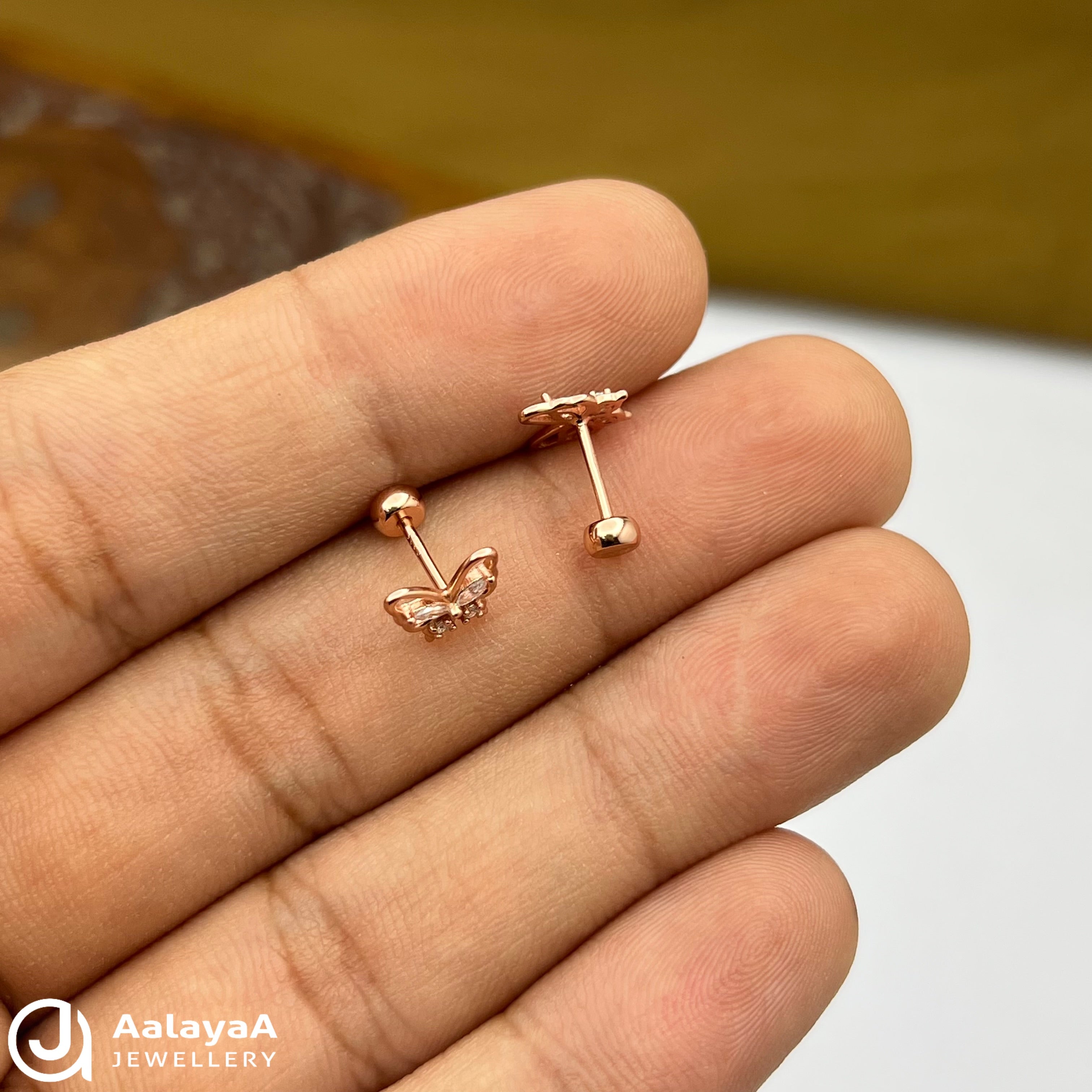 Silver RoseGold Spark Wing Side Studs