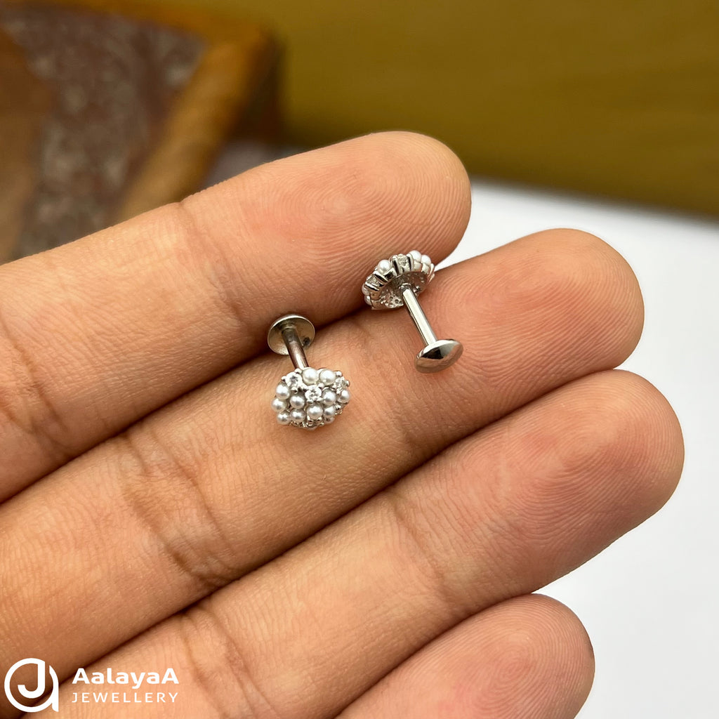 Silver Snowberry Pearl Studs