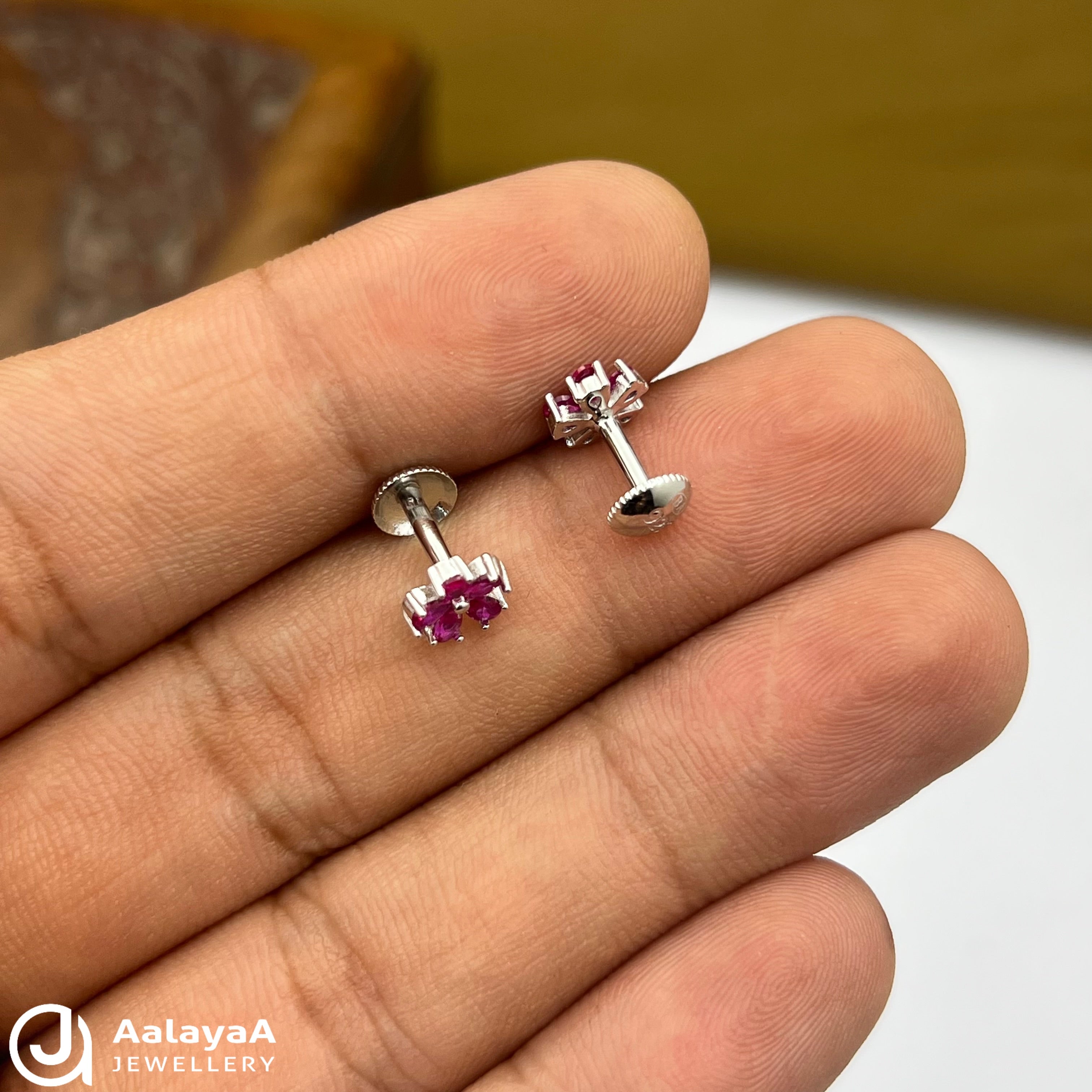 Silver RedBloom Earings
