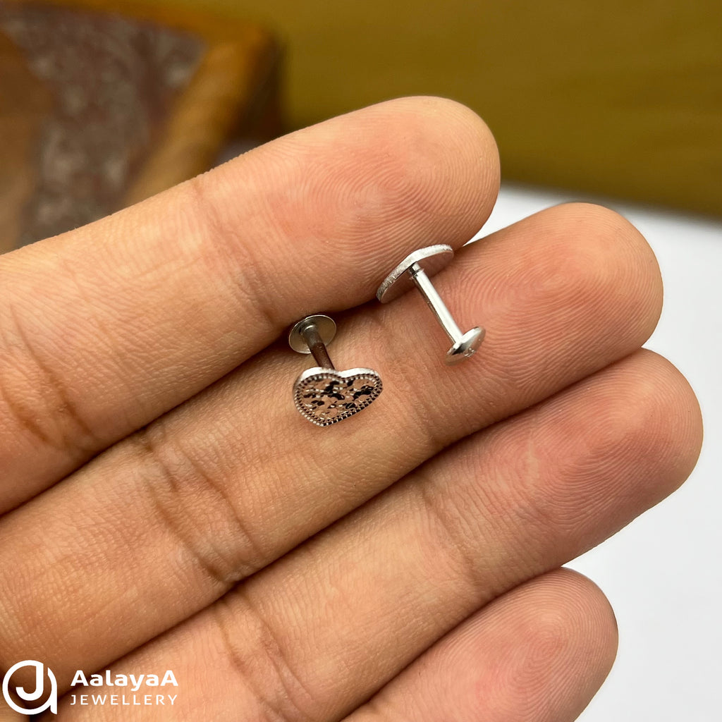 Silver Glitter Heart Earings