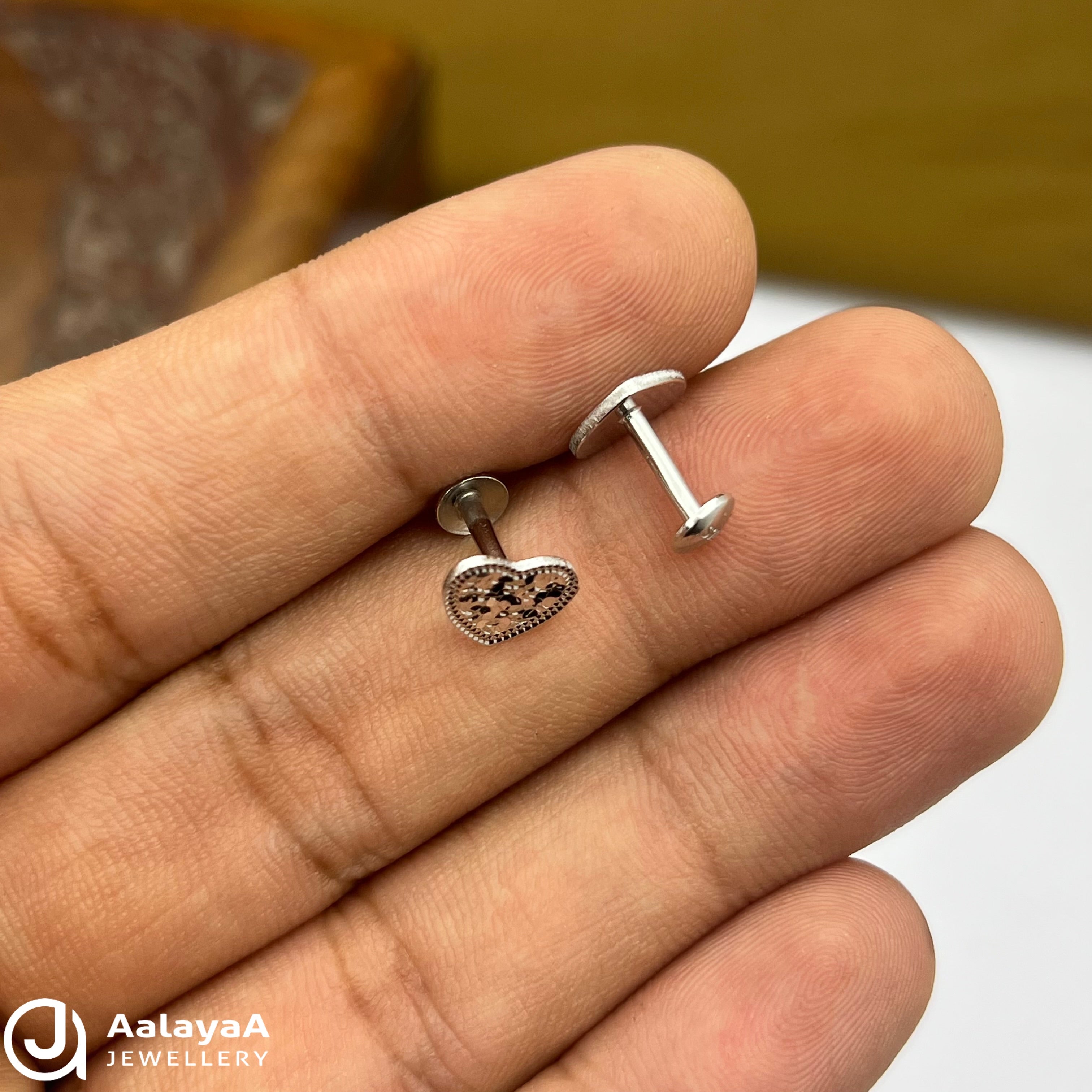 Silver Glitter Heart Earings