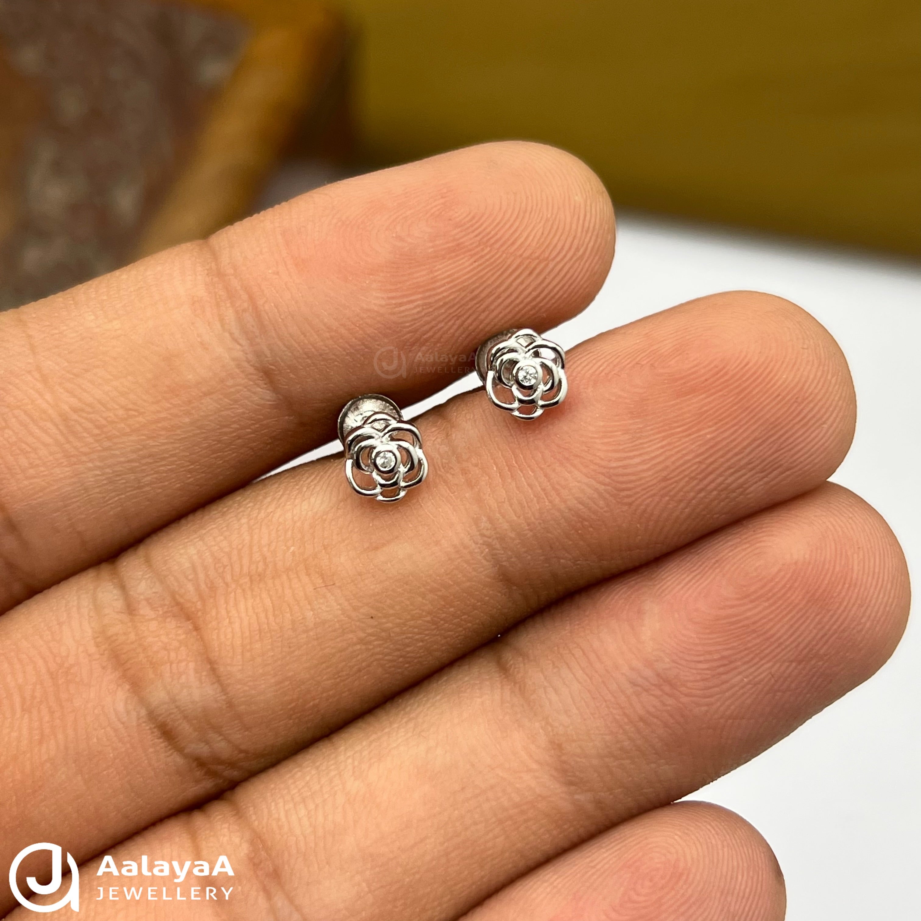 Silver Rose Petal Earings