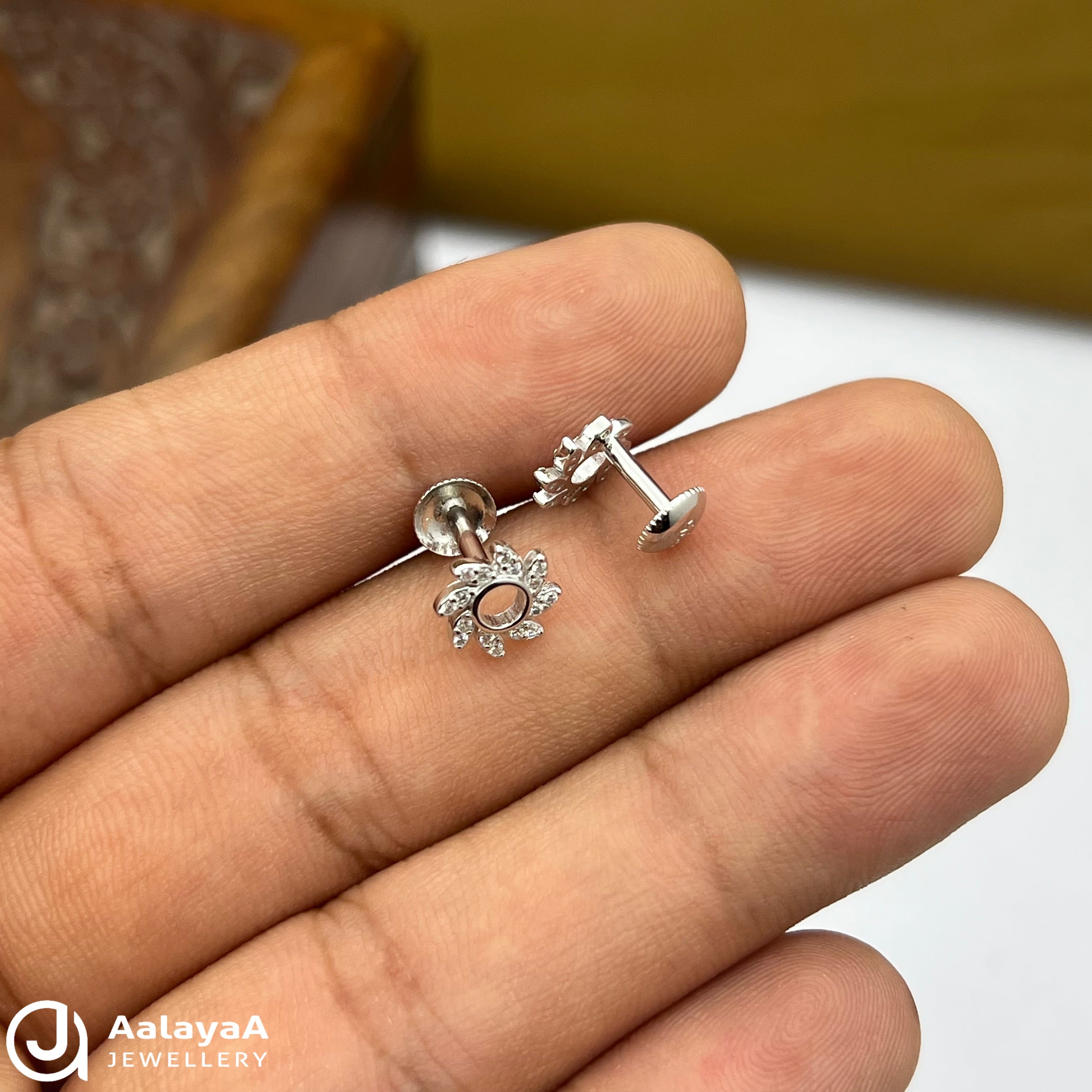 Silver Sunbeam Flower Studs