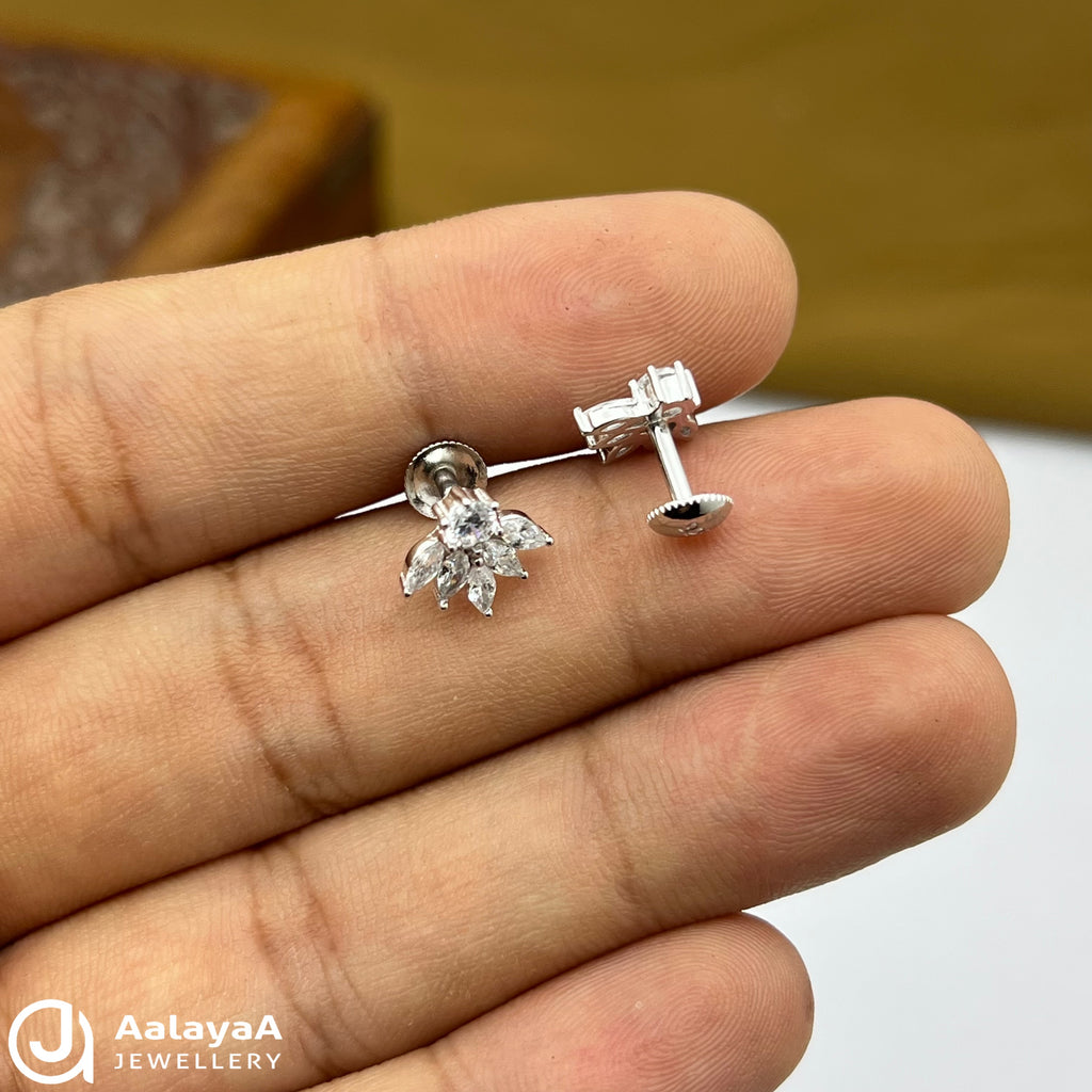 Silver HalfFlower Earings