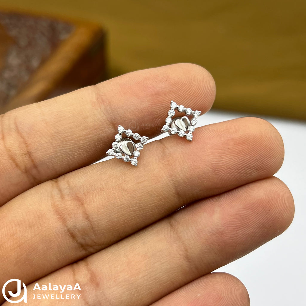 Silver BoxHeart Earings