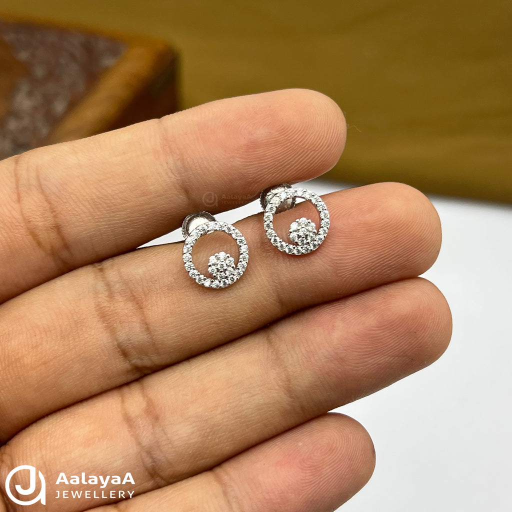 Silver Circle Floral Earings