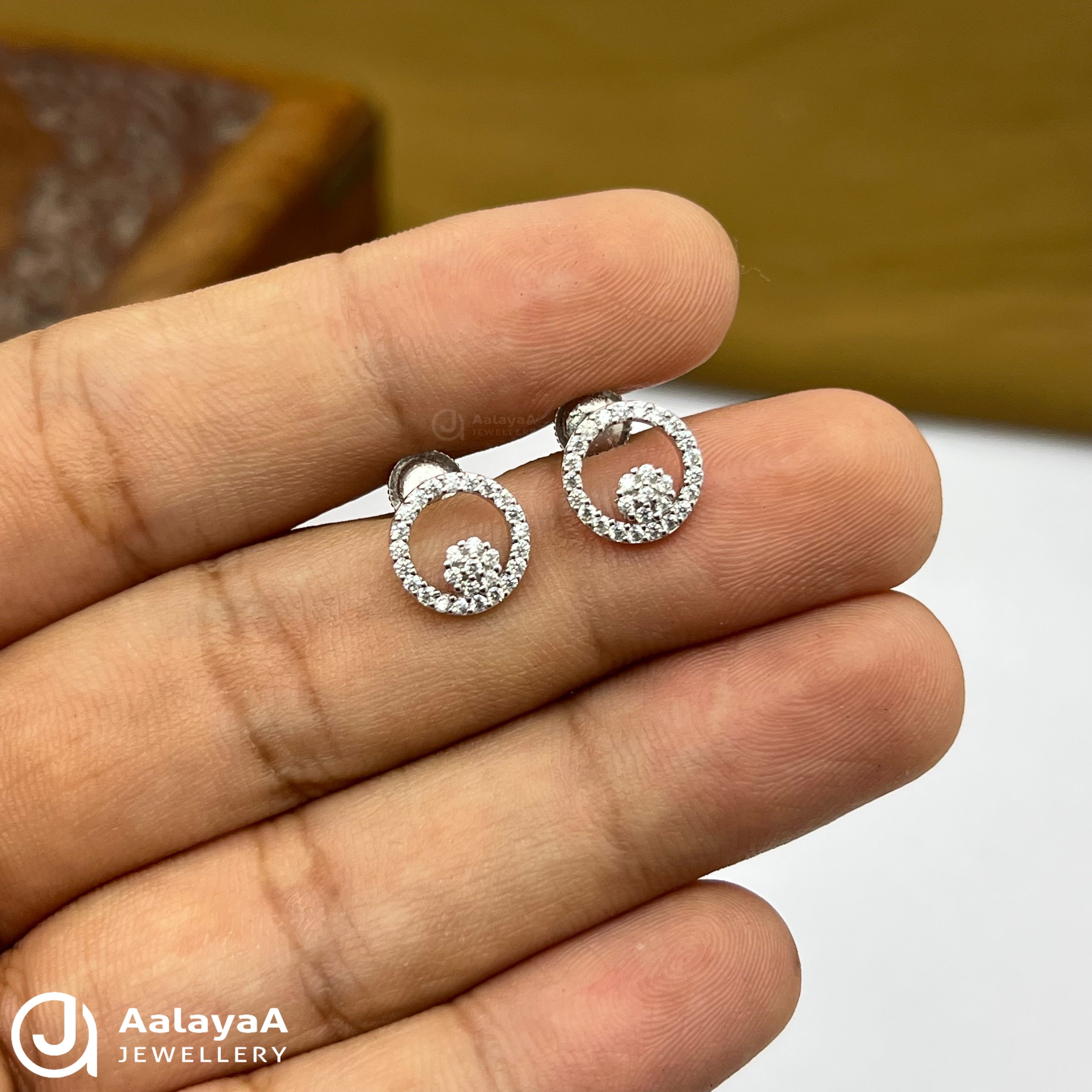 Silver Circle Floral Earings