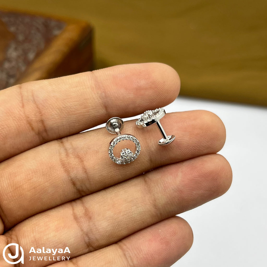 Silver Circle Floral Earings