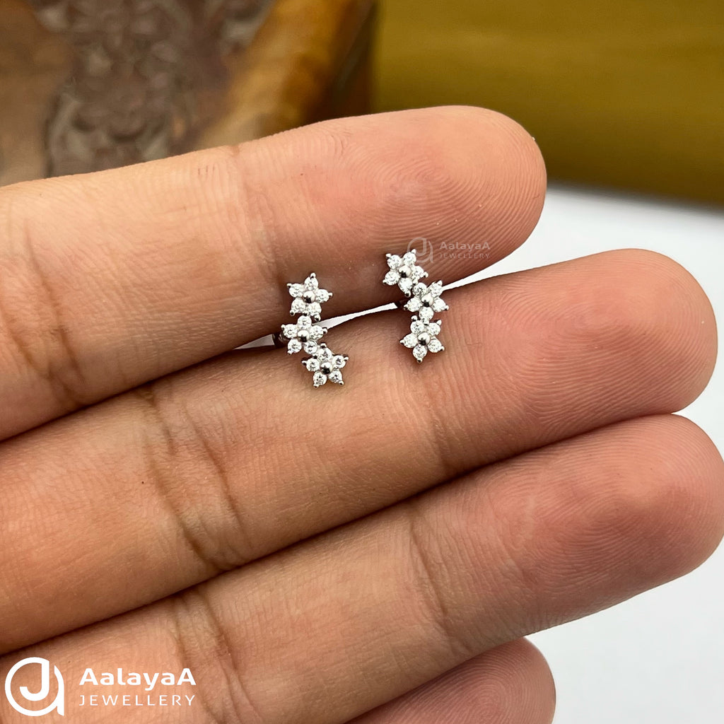 Silver Three Star Side Stud