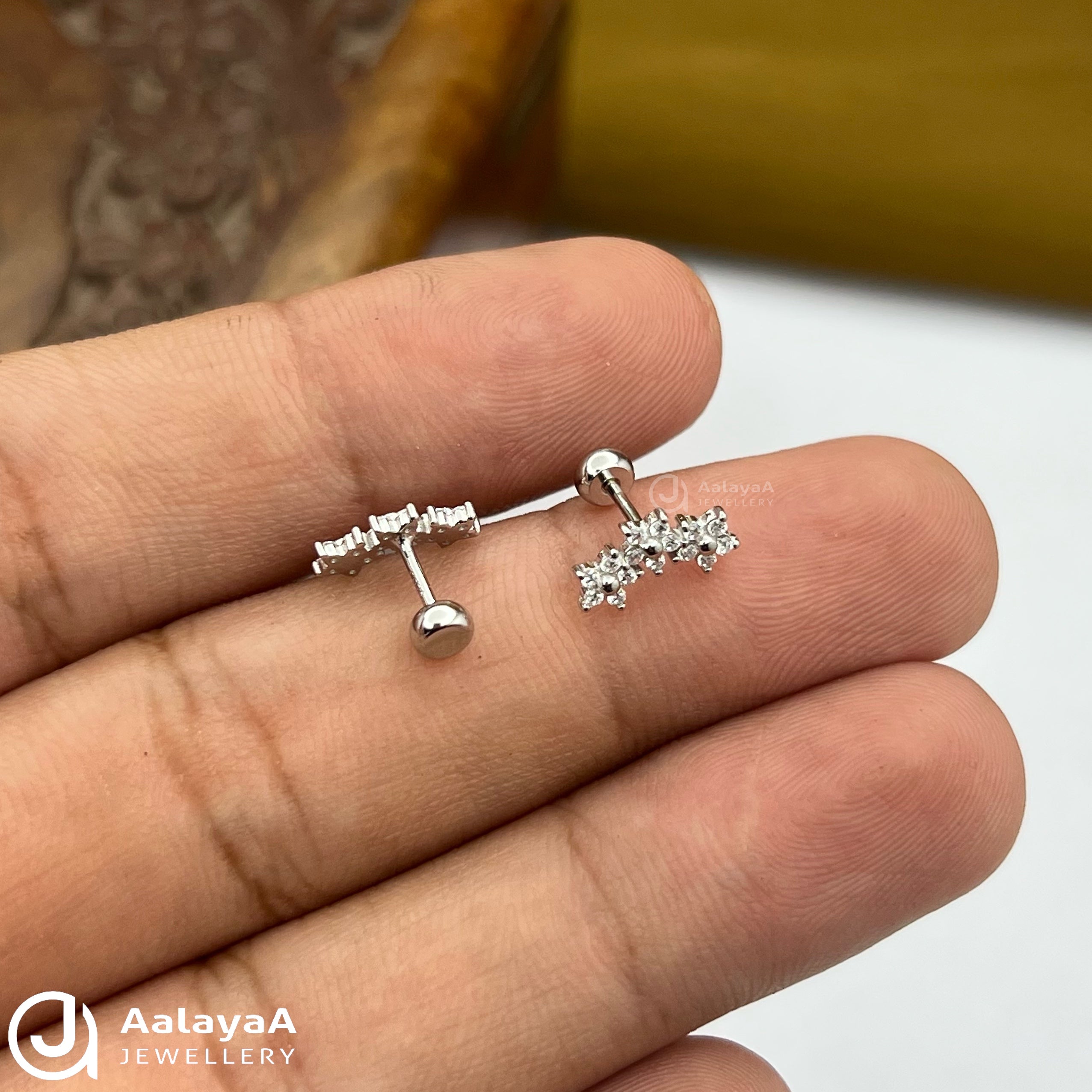 Silver Three Star Side Stud
