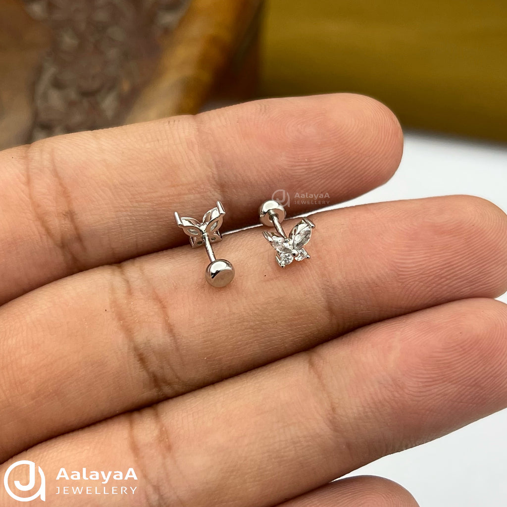 Silver Butterfly Bliss Side Studs