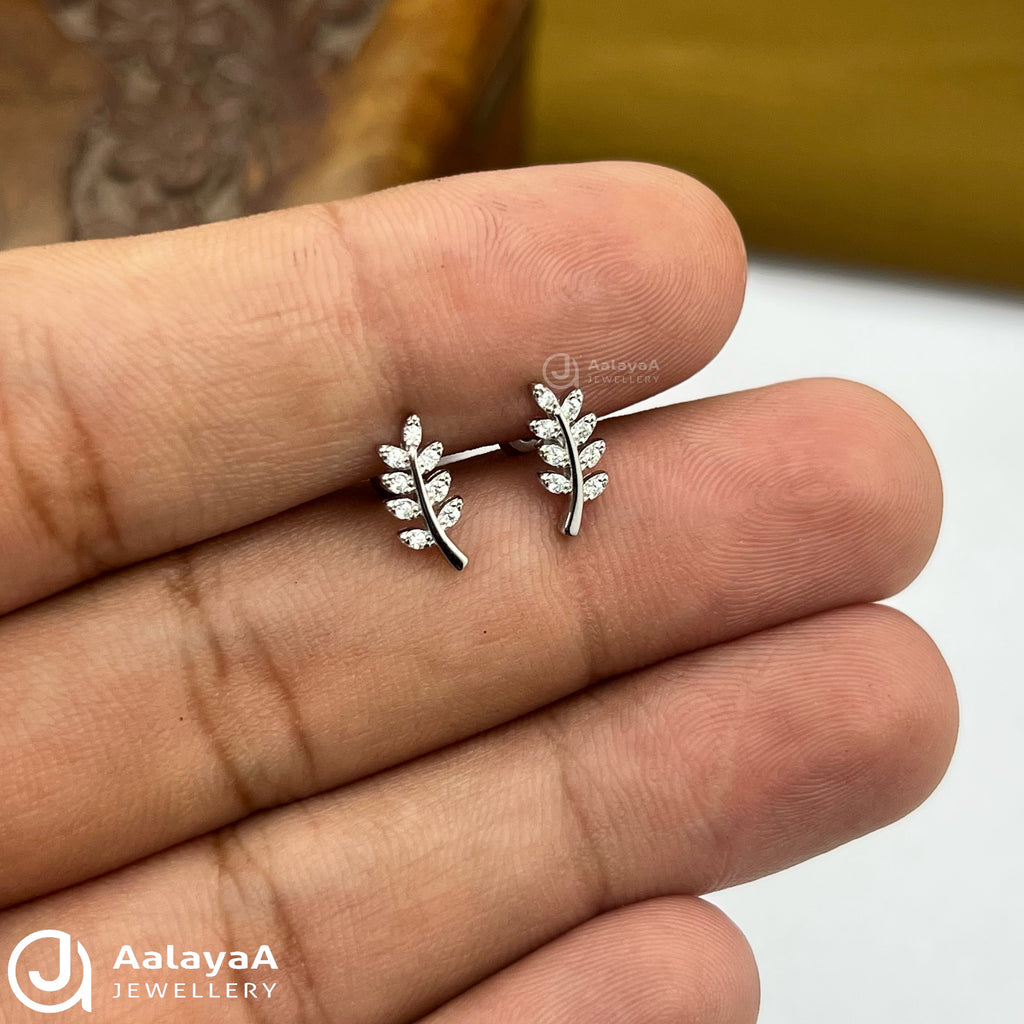 Silver Olive Branch Side Studs