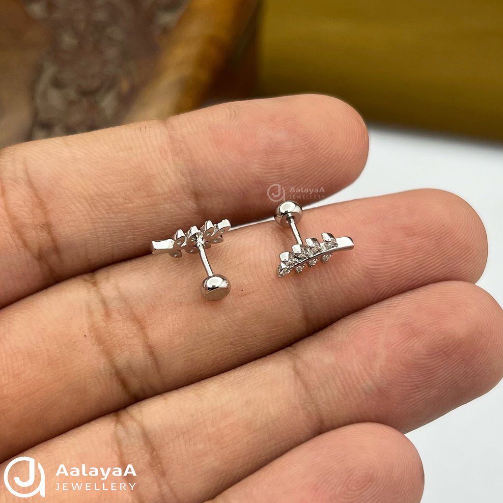 Silver Olive Branch Side Studs