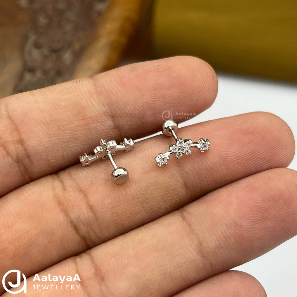 Silver Floral Cluster Stud Stud