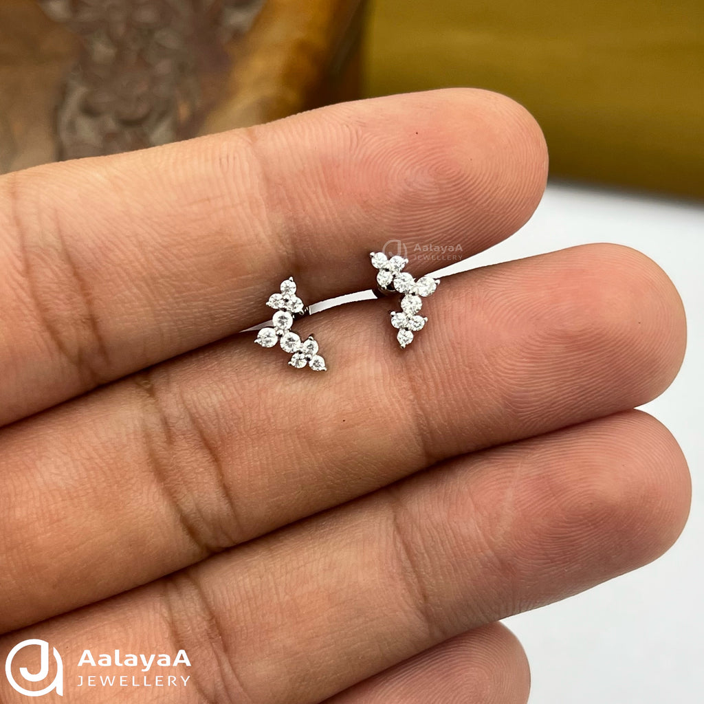 Silver Trio Stone Side Stud
