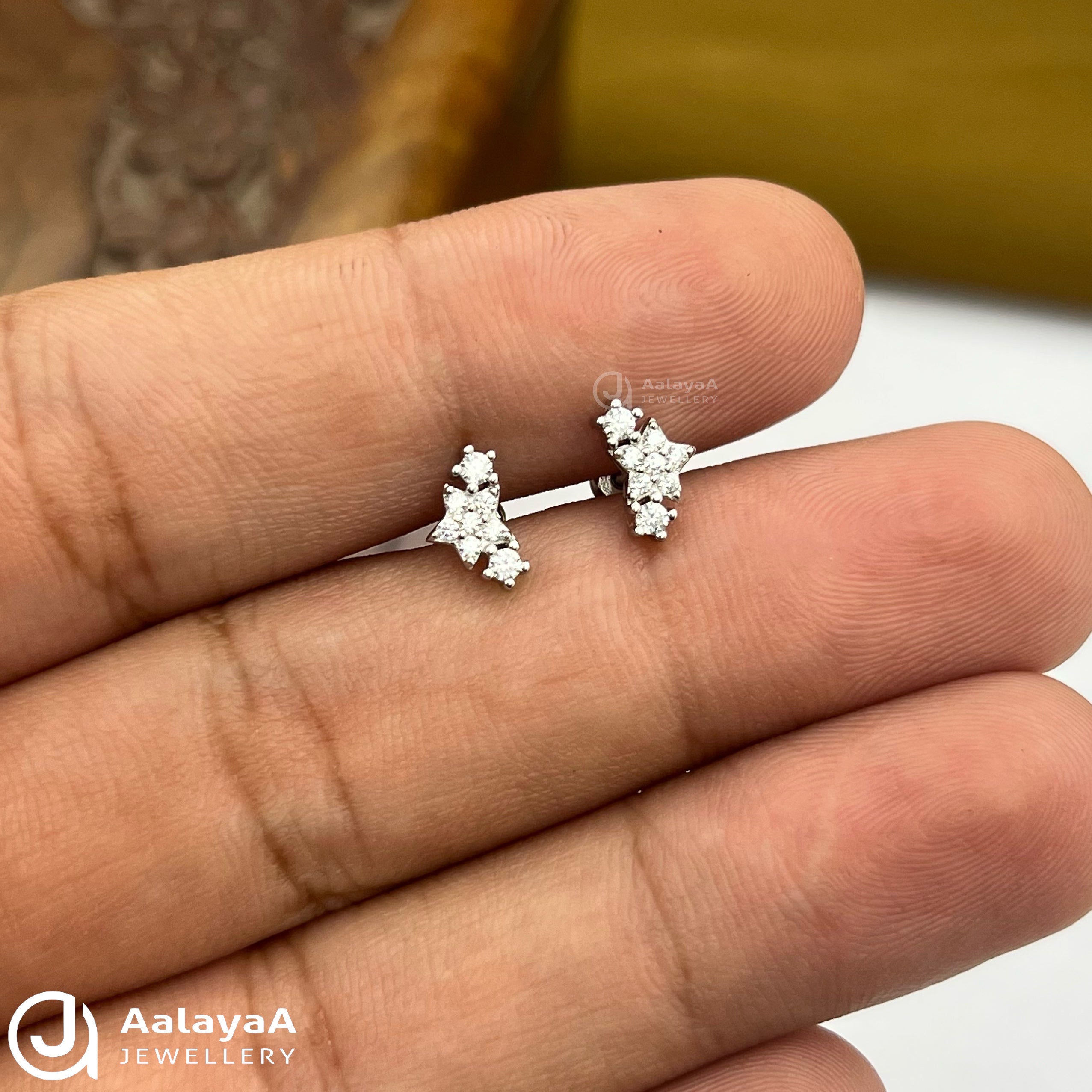 Silver Stars Side Stud