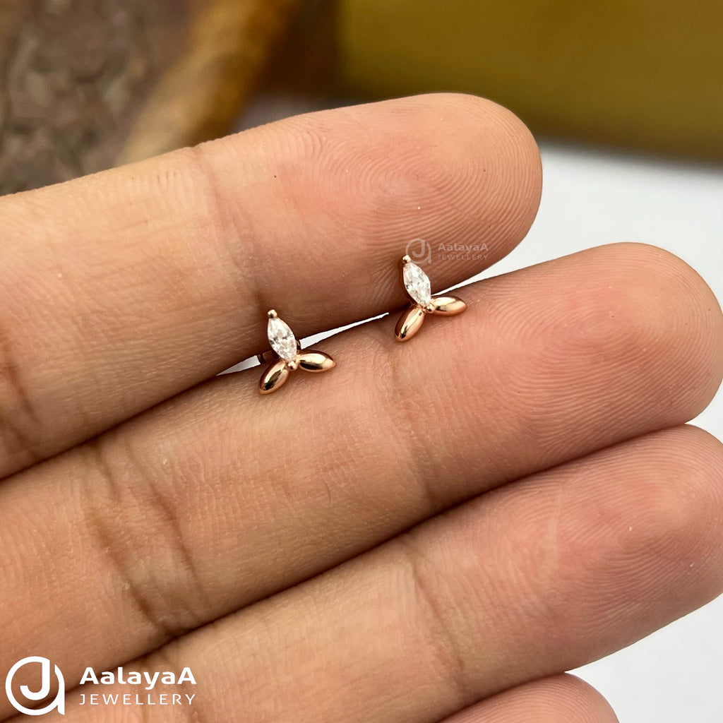 Silver RoseGold Trio Side Stud