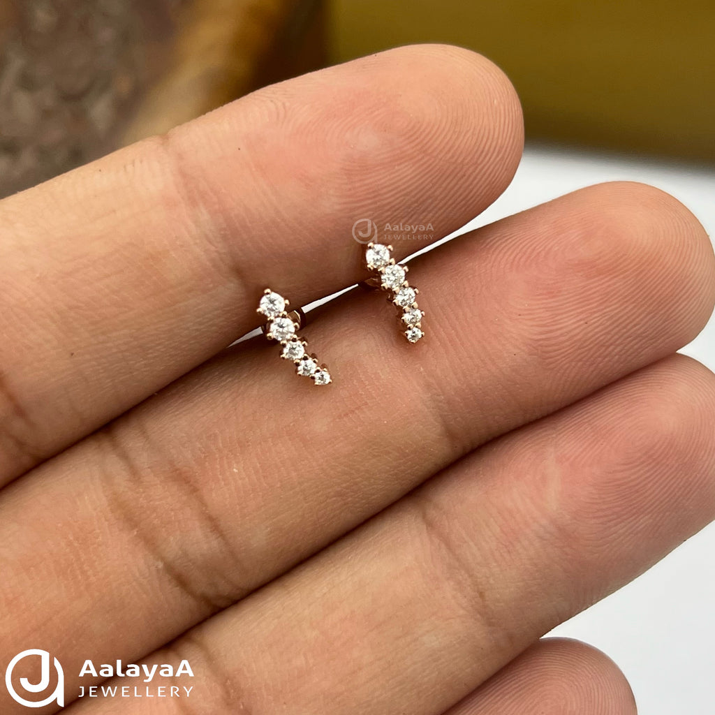 Silver RoseGold Twinkle Trail Studs