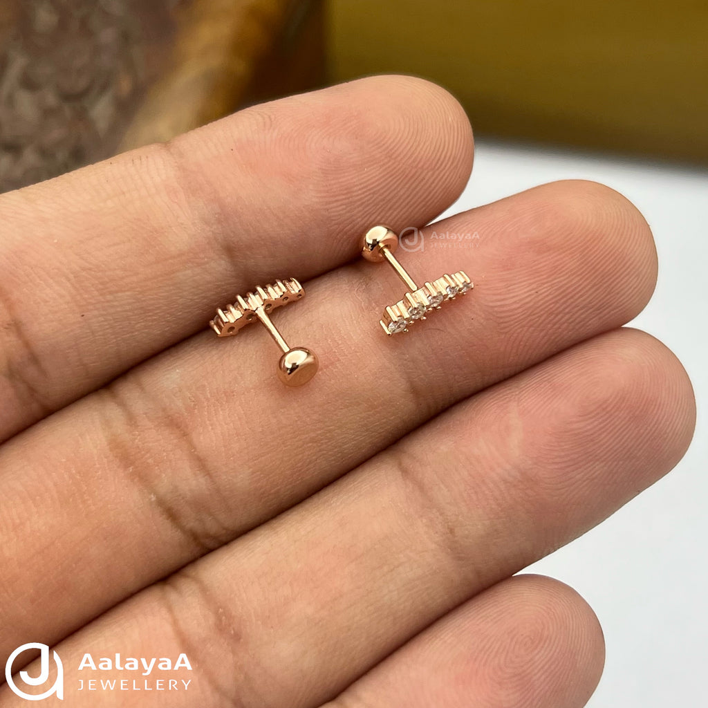 Silver RoseGold Twinkle Trail Studs