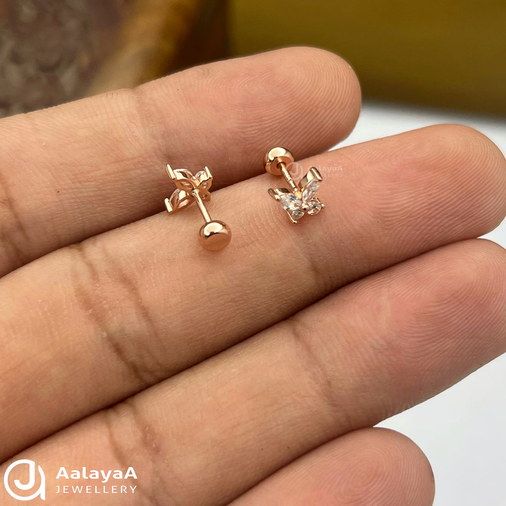 Silver Butterfly Side Stud