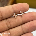 Silver RoseGold Three Leaf Side Stud