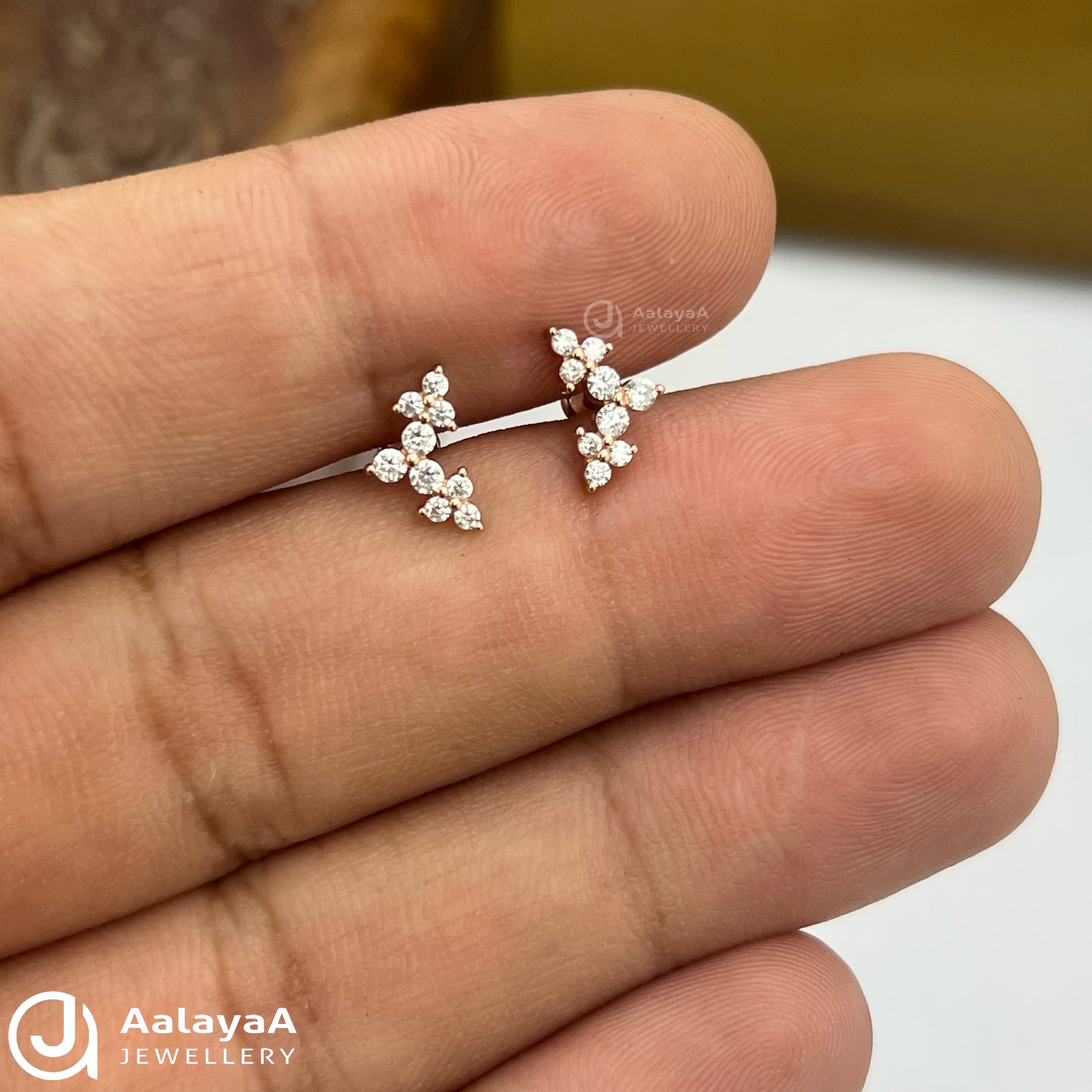 Silver Trio Stone Side Stud