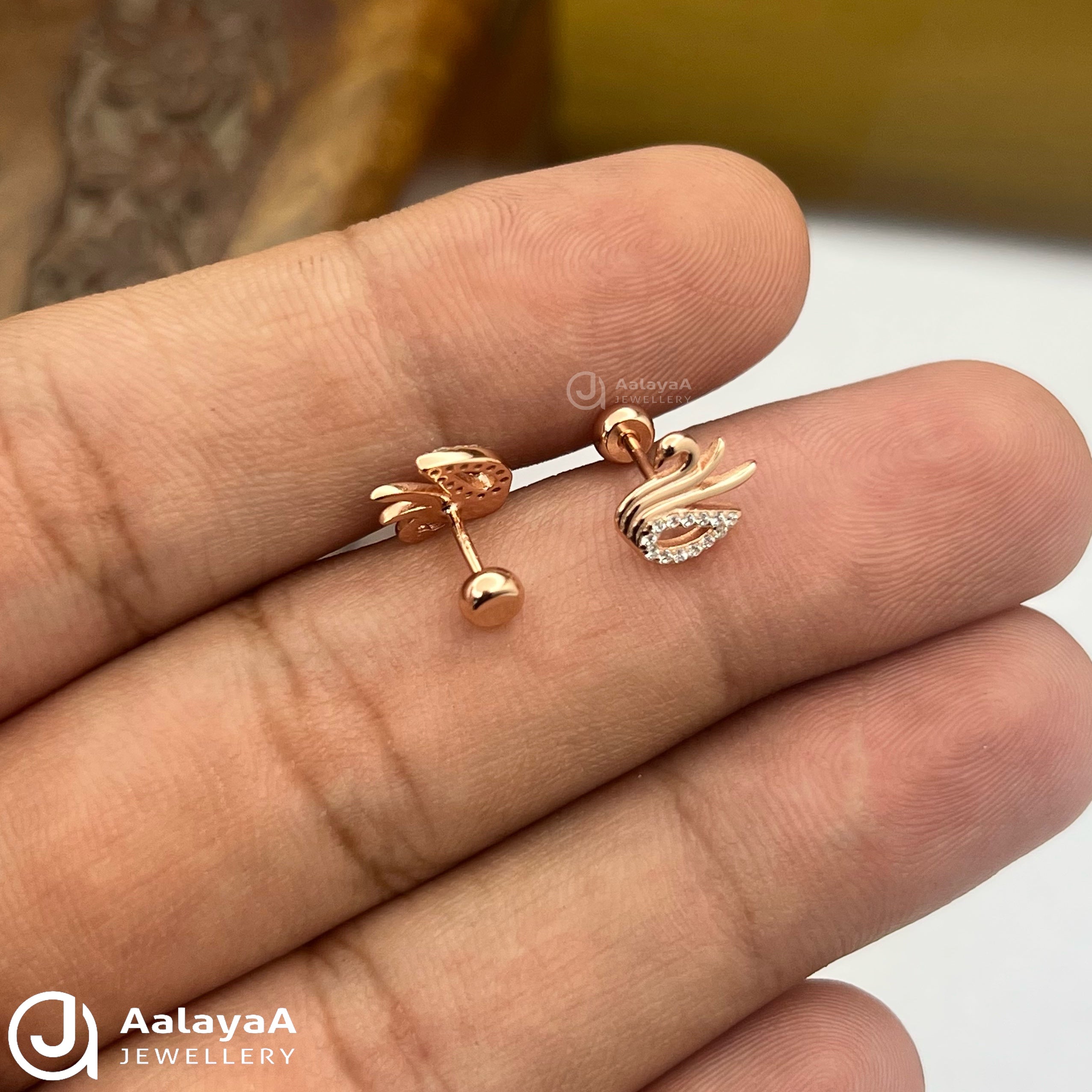 Silver RoseGold Swan SideStud