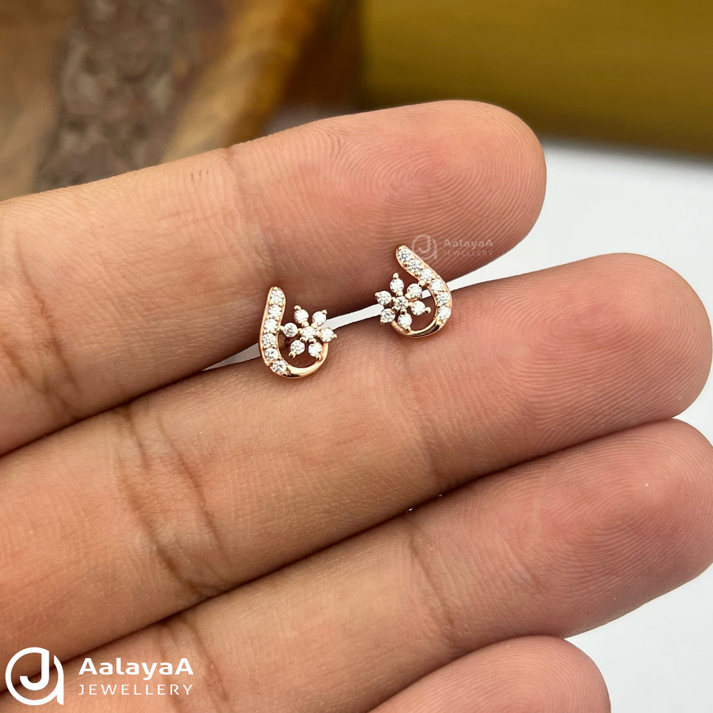 Silver RoseGold Fairy Dust Side Studs