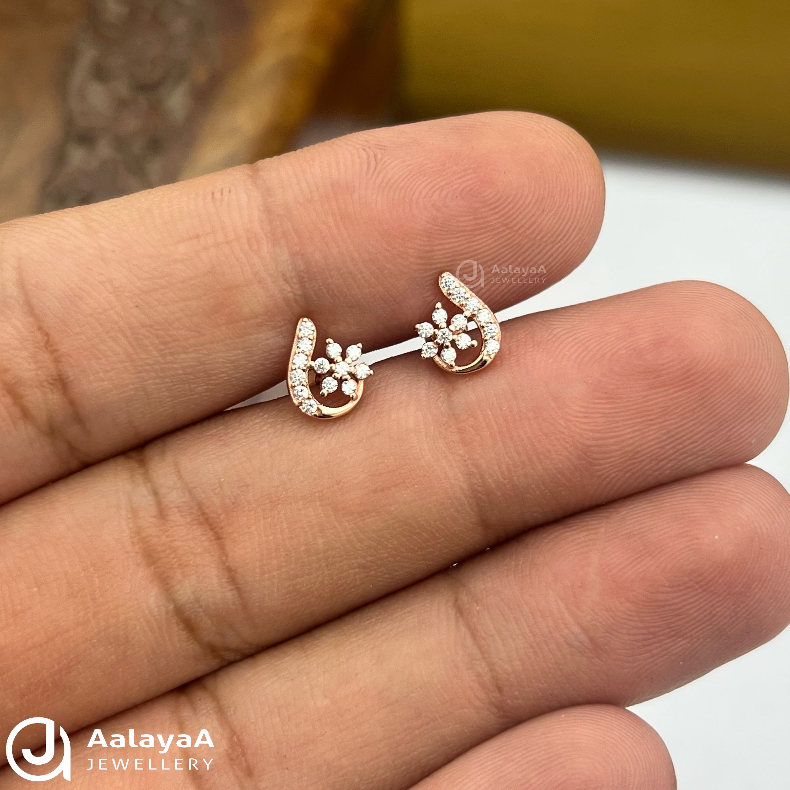 Silver RoseGold Fairy Dust Side Studs