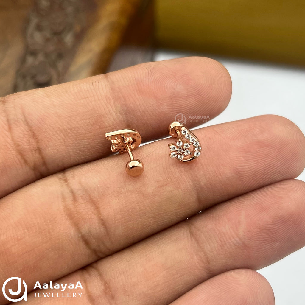 Silver RoseGold Fairy Dust Side Studs