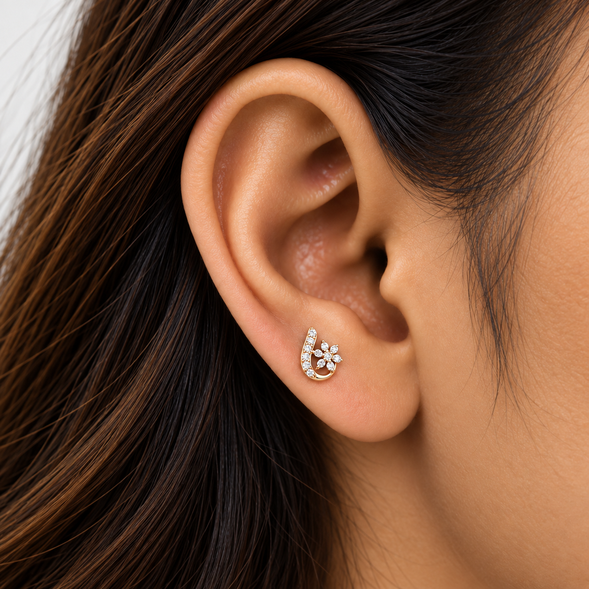 Silver RoseGold Fairy Dust Side Studs