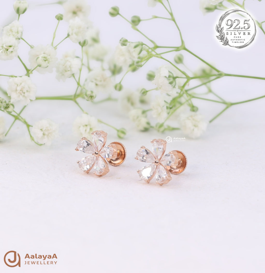 Silver RoseGold Celeste Bloom Earrings